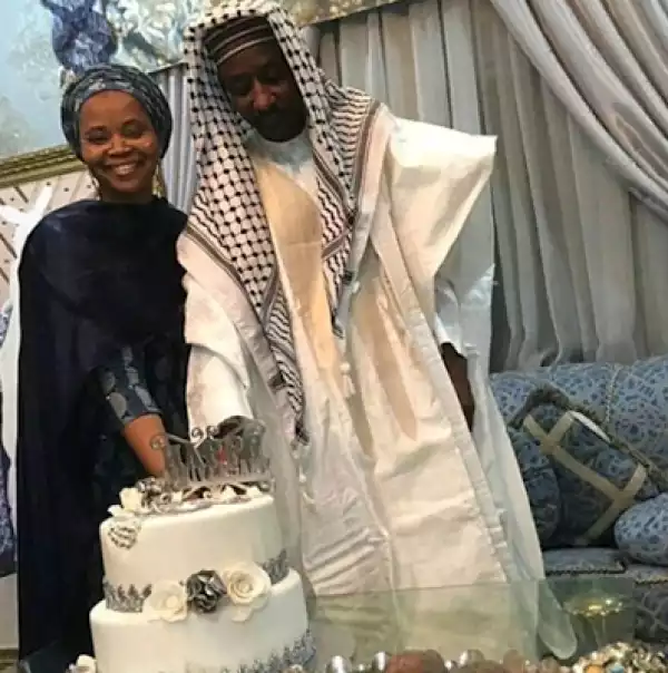 Emir of Kano and wife cut their 25th wedding anniversary cake (Photos)